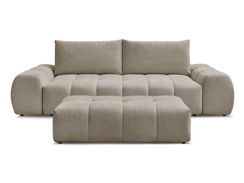 3er Sofa mit Hocker BOBOCHIC EVEREST Stoff chiniert taupe