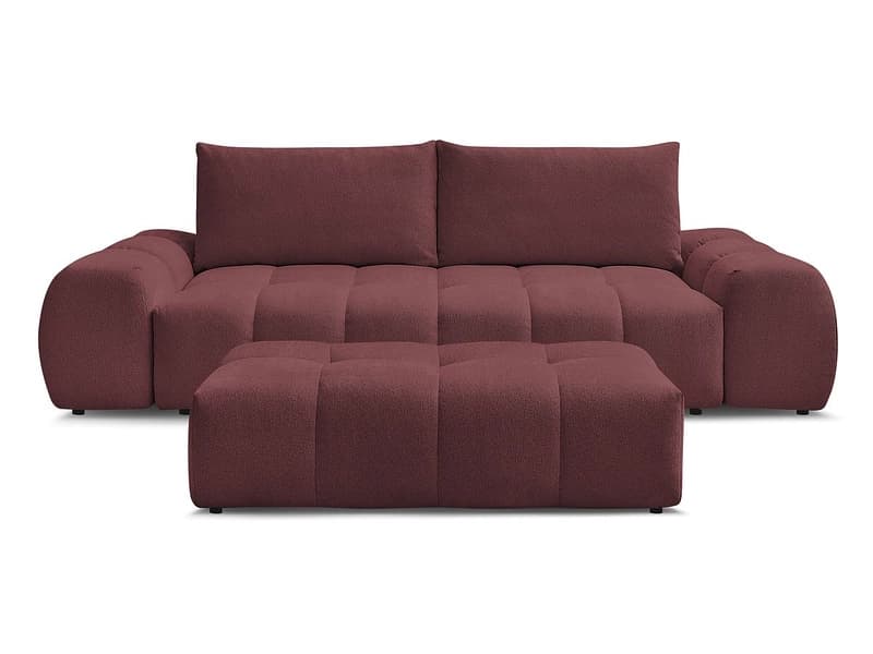 3er Sofa mit Hocker BOBOCHIC EVEREST Stoff chiniert rot