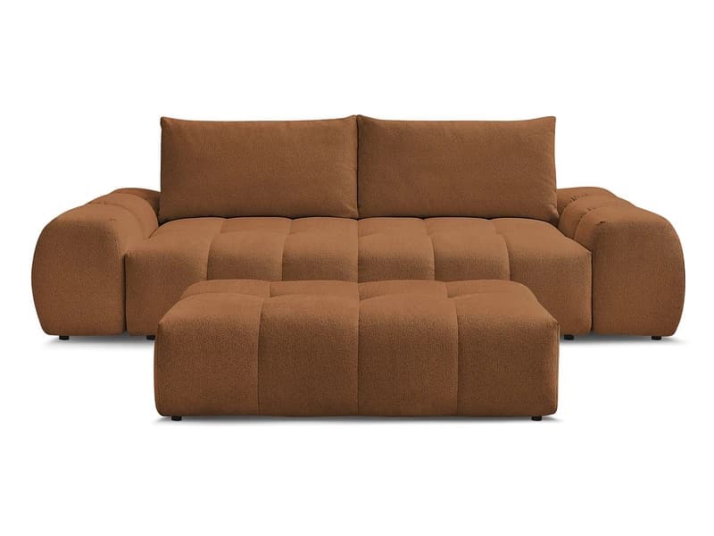 3er Sofa mit Hocker BOBOCHIC EVEREST Stoff chiniert orange