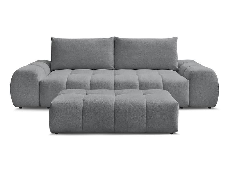 3er Sofa mit Hocker BOBOCHIC EVEREST Stoff chiniert dunkelgrau