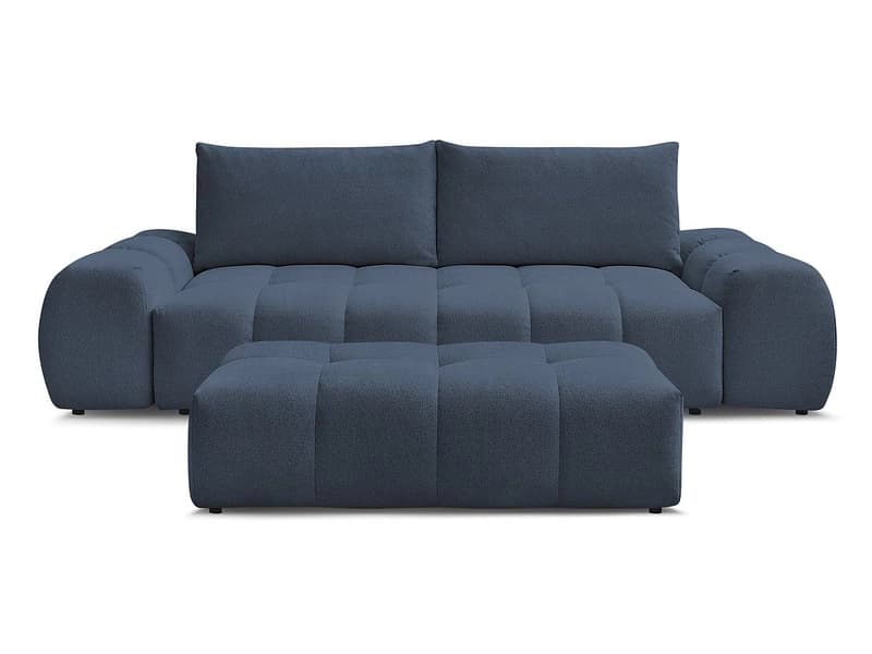 3er Sofa mit Hocker BOBOCHIC EVEREST Stoff chiniert dunkelblau