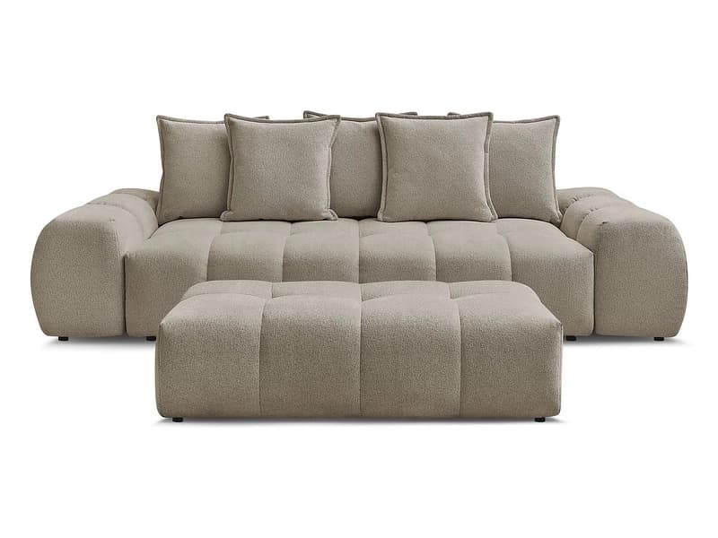 3er Sofa mit Hocker BOBOCHIC EVEREST Stoff chiniert taupe