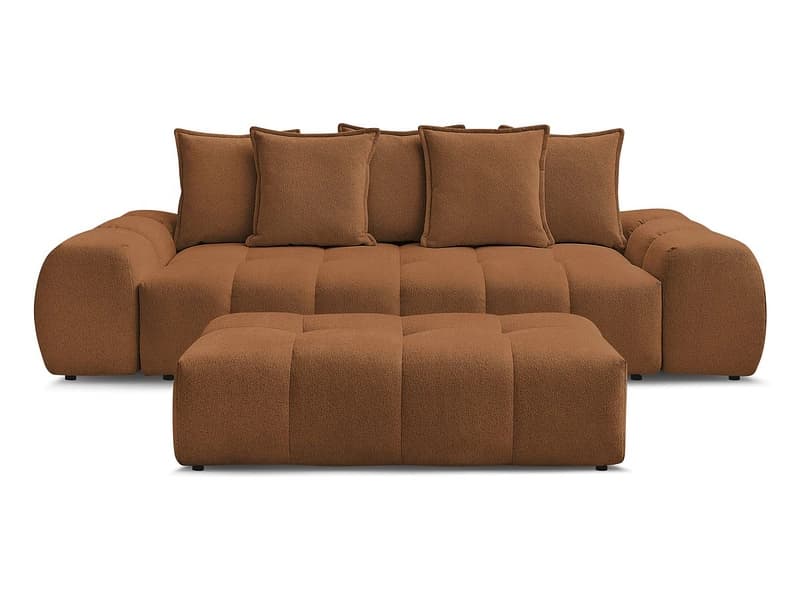 3er Sofa mit Hocker BOBOCHIC EVEREST Stoff chiniert orange
