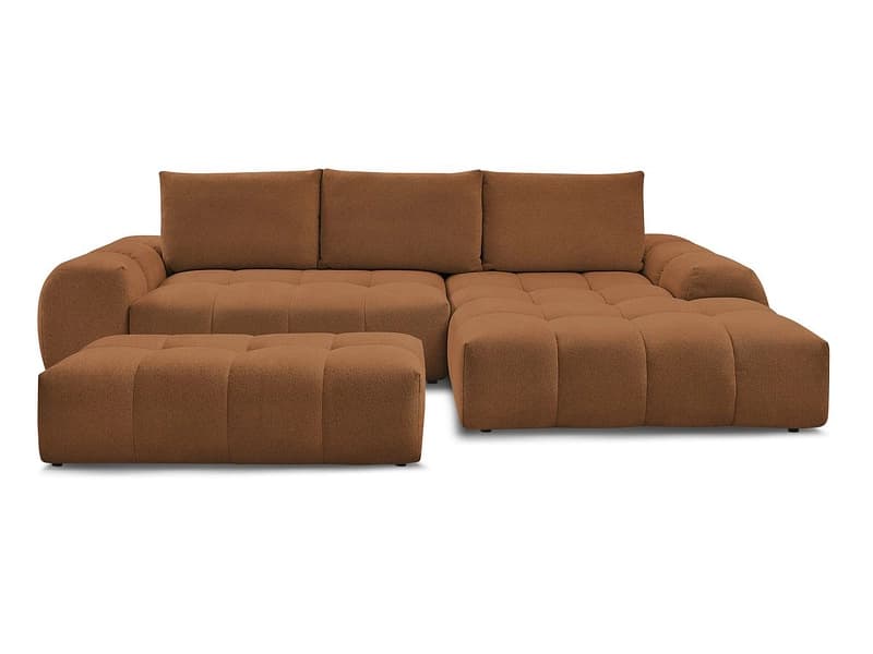 Ecksofa mit Hocker BOBOCHIC EVEREST Stoff chiniert orange