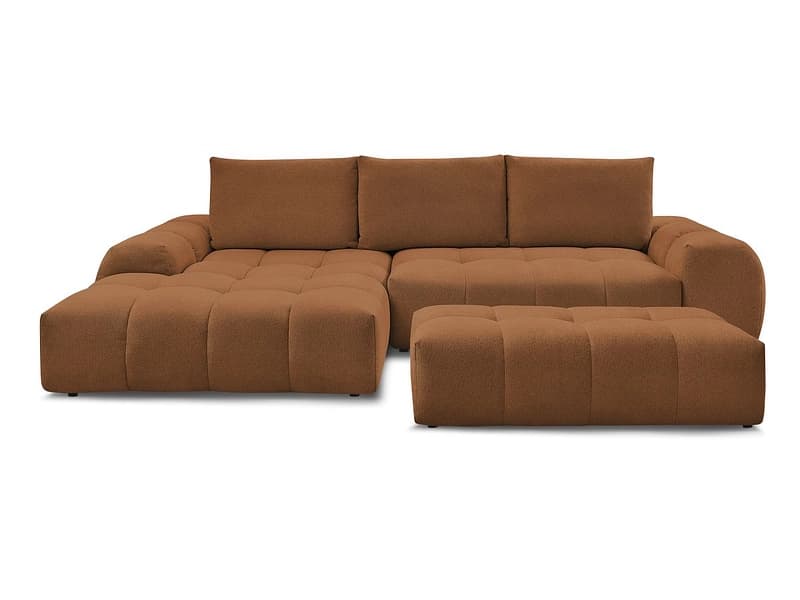 Ecksofa mit Hocker BOBOCHIC EVEREST Stoff chiniert orange