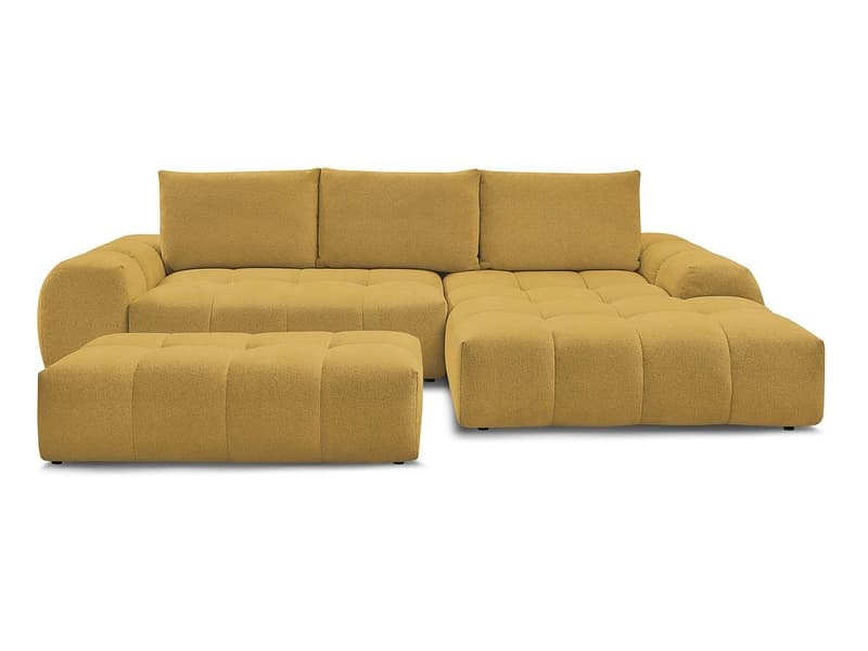 Ecksofa mit Hocker BOBOCHIC EVEREST Stoff chiniert gelb