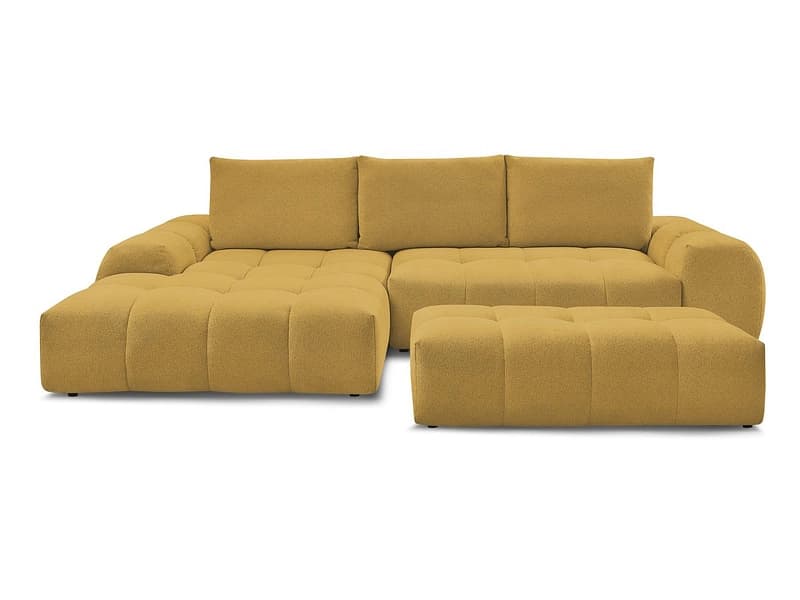 Ecksofa mit Hocker BOBOCHIC EVEREST Stoff chiniert gelb