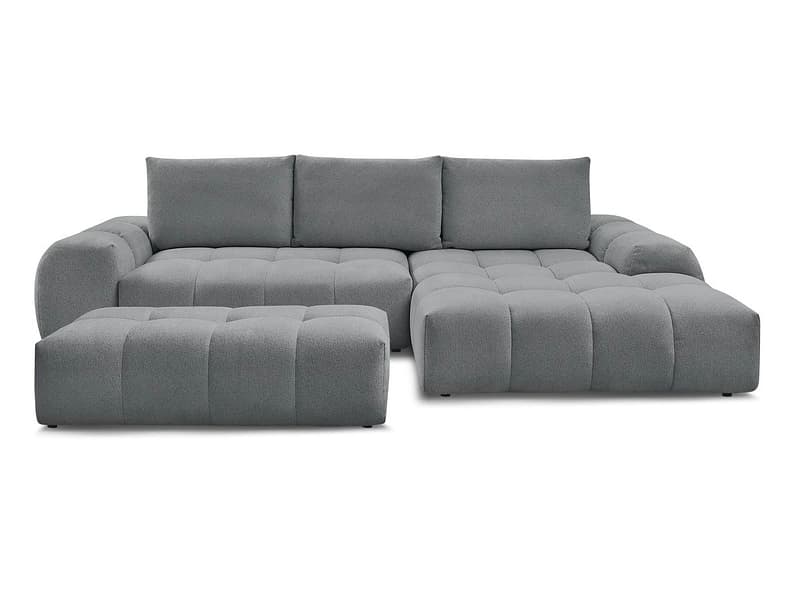 Ecksofa mit Hocker BOBOCHIC EVEREST Stoff chiniert dunkelgrau