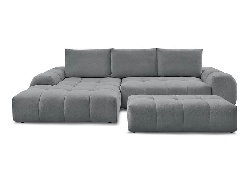 Ecksofa mit Hocker BOBOCHIC EVEREST Stoff chiniert dunkelgrau