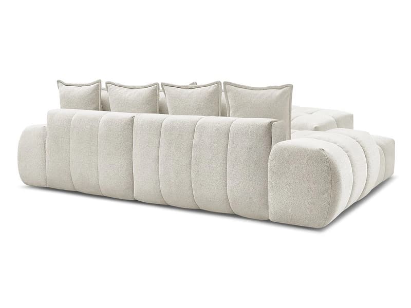 Ecksofa mit Hocker BOBOCHIC EVEREST Stoff chiniert weiss