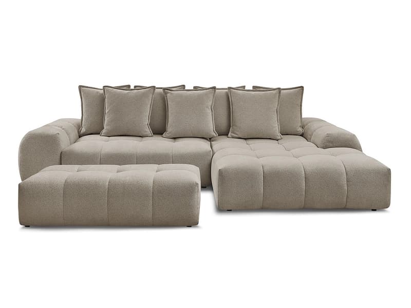 Ecksofa mit Hocker BOBOCHIC EVEREST Stoff chiniert taupe