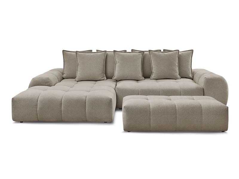Ecksofa mit Hocker BOBOCHIC EVEREST Stoff chiniert taupe