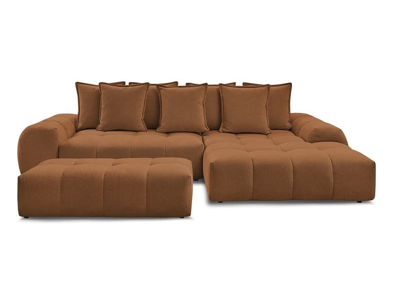 Ecksofa mit Hocker BOBOCHIC EVEREST Stoff chiniert orange