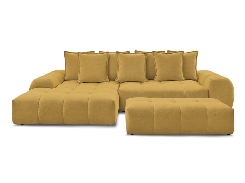 Ecksofa mit Hocker BOBOCHIC EVEREST Stoff chiniert gelb