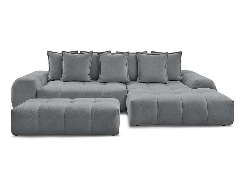 Ecksofa mit Hocker BOBOCHIC EVEREST Stoff chiniert dunkelgrau