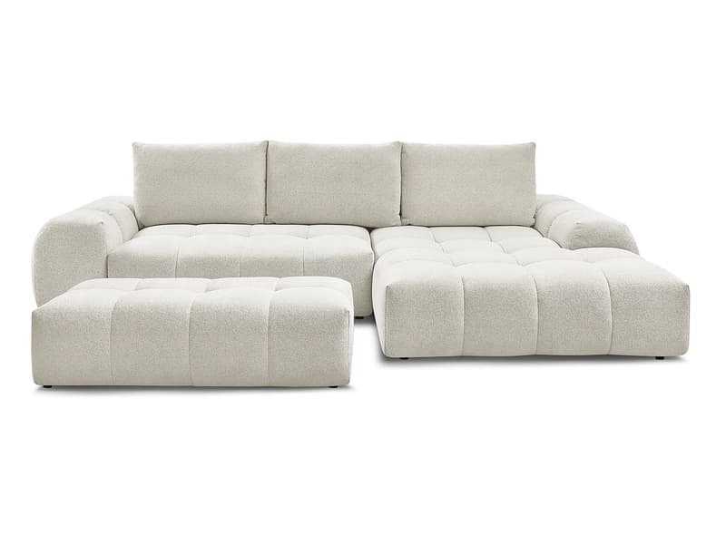 Ecksofa mit Hocker BOBOCHIC EVEREST Stoff chiniert weiss
