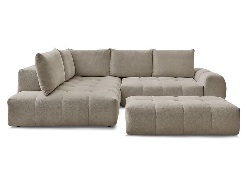 Ecksofa mit Hocker BOBOCHIC EVEREST Stoff chiniert taupe