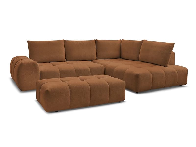 Ecksofa mit Hocker BOBOCHIC EVEREST Stoff chiniert orange