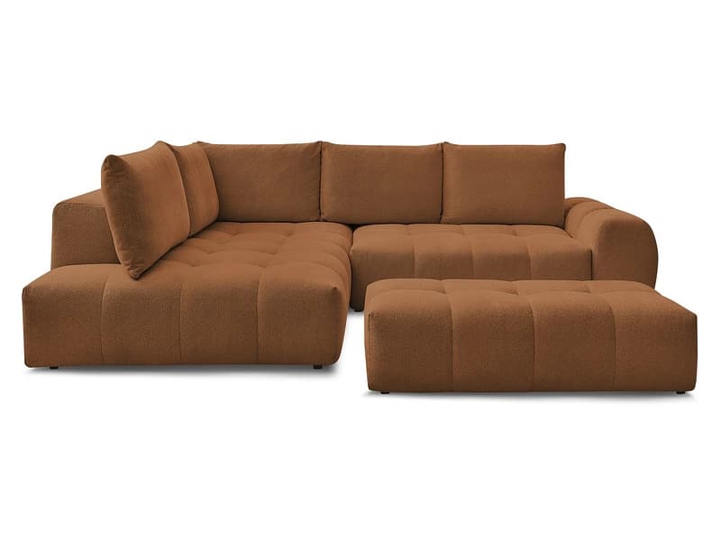 Ecksofa mit Hocker BOBOCHIC EVEREST Stoff chiniert orange