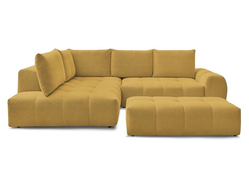 Ecksofa mit Hocker BOBOCHIC EVEREST Stoff chiniert gelb