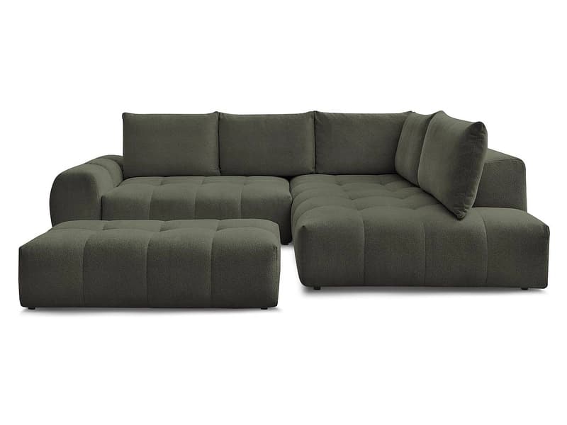 Ecksofa mit Hocker BOBOCHIC EVEREST Stoff chiniert grün