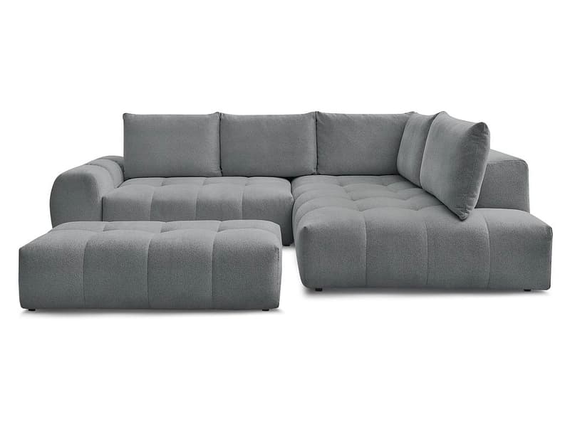 Ecksofa mit Hocker BOBOCHIC EVEREST Stoff chiniert dunkelgrau