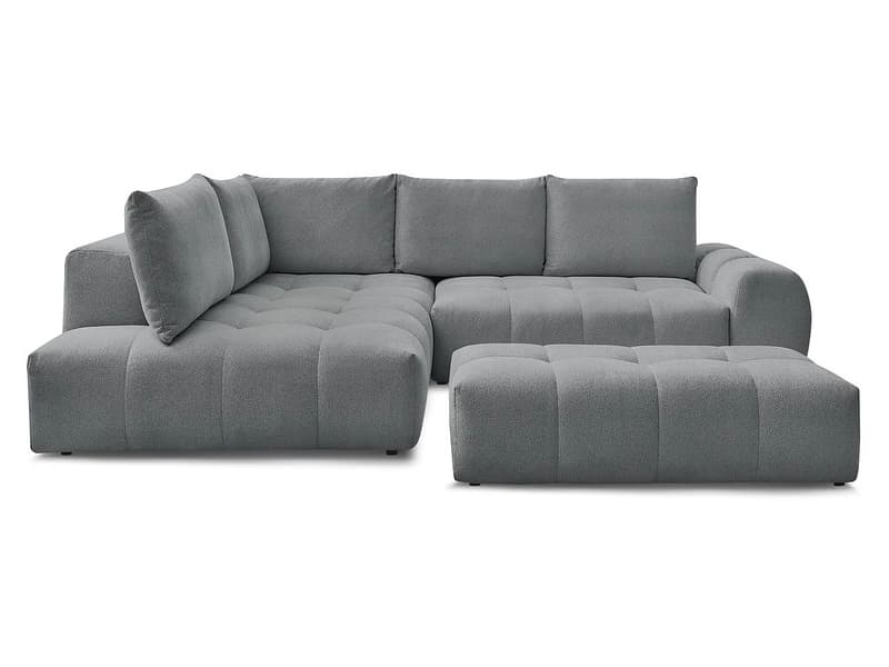 Ecksofa mit Hocker BOBOCHIC EVEREST Stoff chiniert dunkelgrau