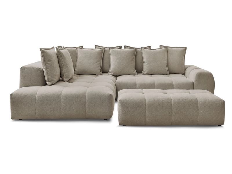 Ecksofa mit Hocker BOBOCHIC EVEREST Stoff chiniert taupe