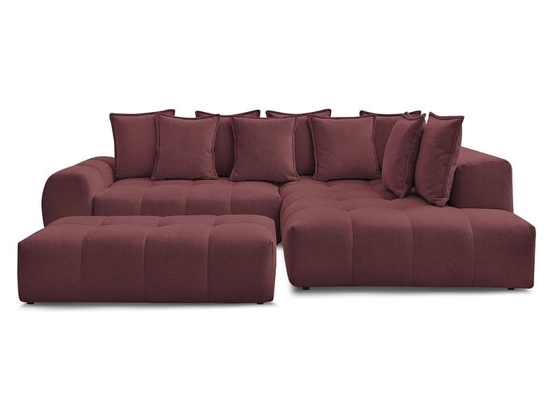 Ecksofa mit Hocker BOBOCHIC EVEREST Stoff chiniert rot