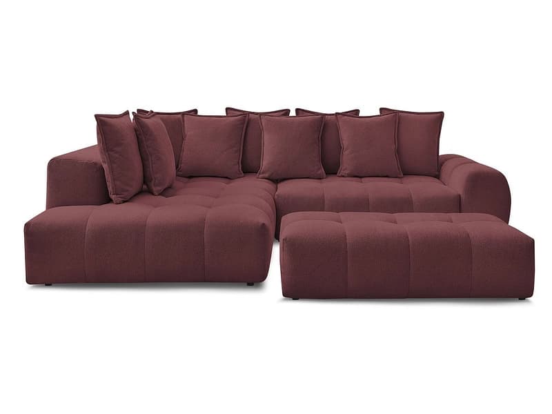 Ecksofa mit Hocker BOBOCHIC EVEREST Stoff chiniert rot