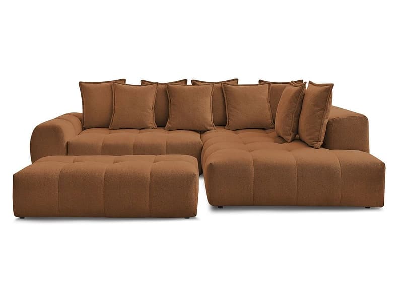 Ecksofa mit Hocker BOBOCHIC EVEREST Stoff chiniert orange
