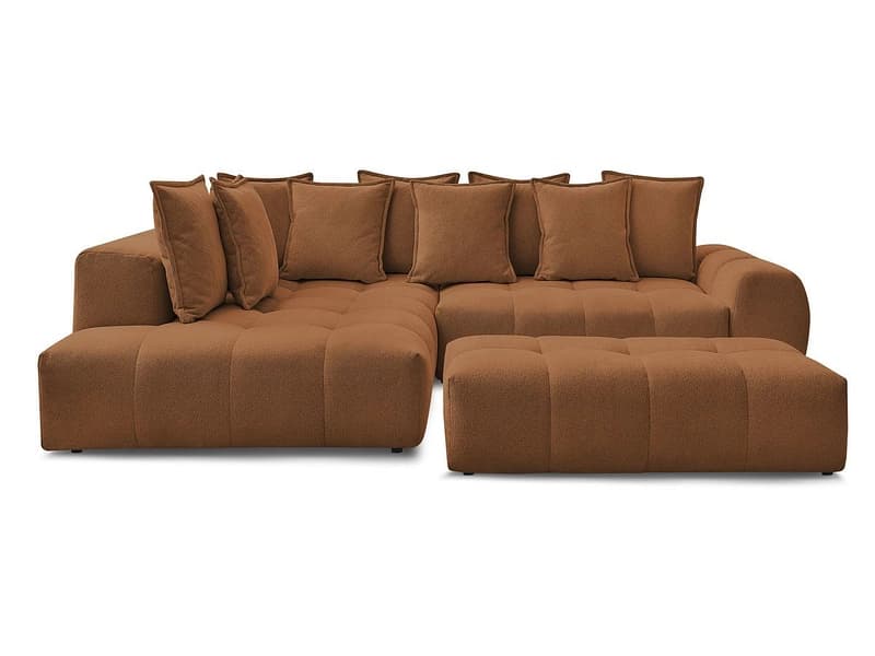 Ecksofa mit Hocker BOBOCHIC EVEREST Stoff chiniert orange