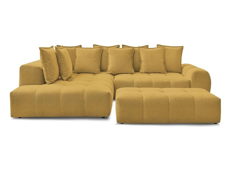 Ecksofa mit Hocker BOBOCHIC EVEREST Stoff chiniert gelb