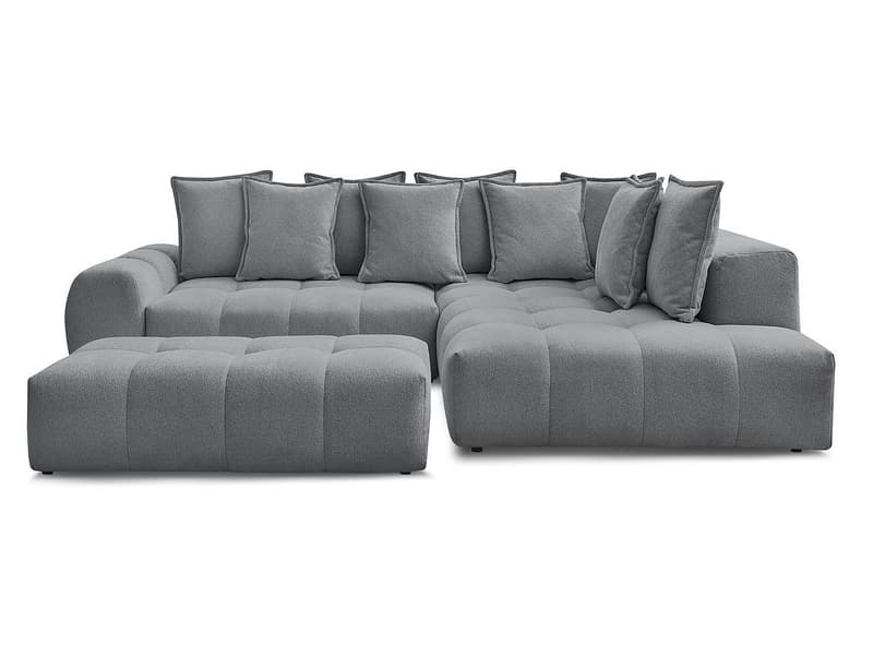 Ecksofa mit Hocker BOBOCHIC EVEREST Stoff chiniert dunkelgrau