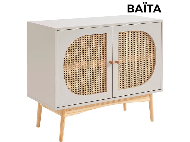 Kommode BAÏTA SIXTINE 2 Türen 40x90x75cm seidengrau melamin