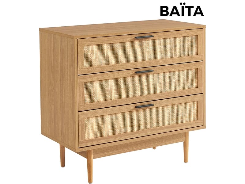 Kommode BAÏTA AMANA 3 Schubladen 40x80x75cm holz melamin