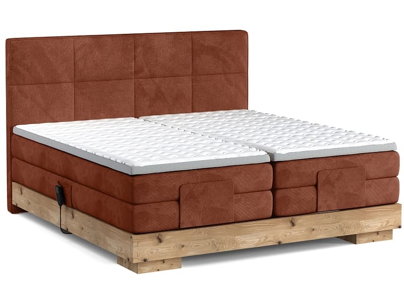 Elektrisches Boxspringbett CRUDO terrakotta 160x200cm weich