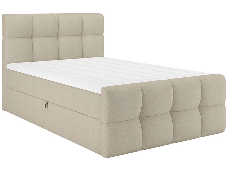Boxspringbett BELLAGIO dunkelbeige 140x200cm halbfest