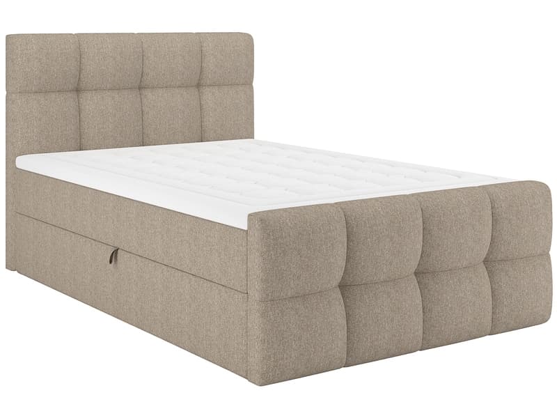 Boxspringbett BELLAGIO hellbraun 140x200cm halbfest
