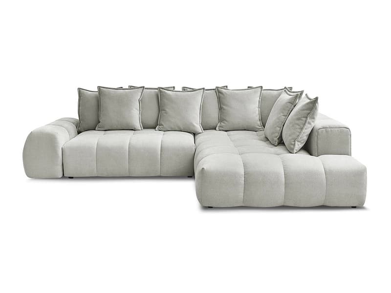 Ecksofa BOBOCHIC EVEREST Stoff mit Textur hellgrau