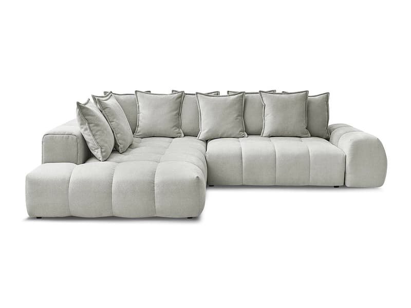 Ecksofa BOBOCHIC EVEREST Stoff mit Textur hellgrau