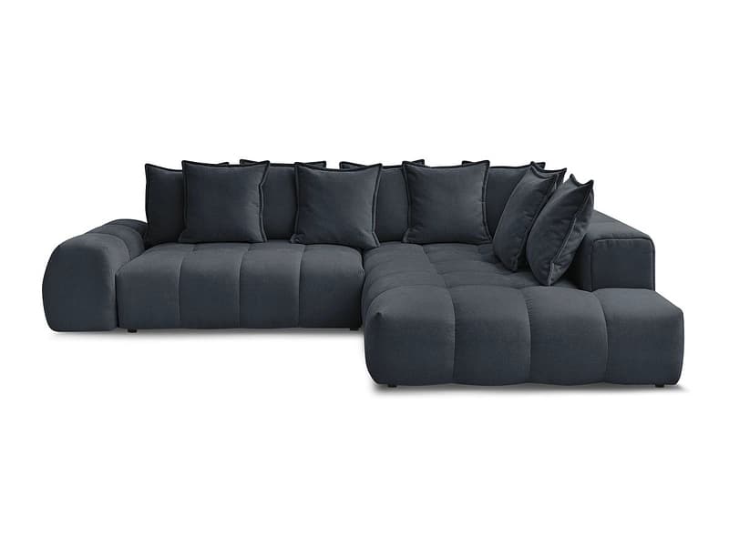 Ecksofa BOBOCHIC EVEREST Stoff mit Textur dunkelblau