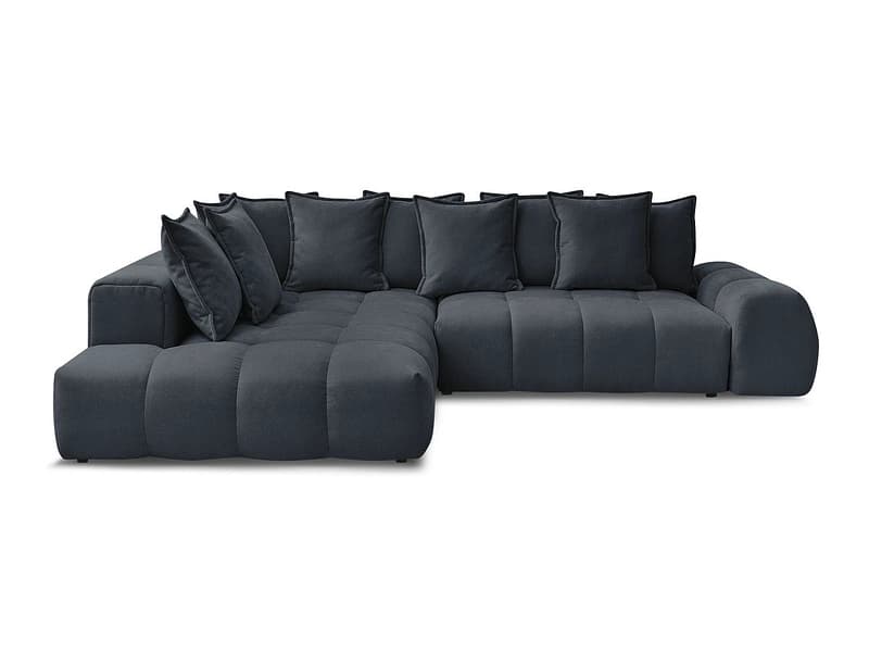 Ecksofa BOBOCHIC EVEREST Stoff mit Textur dunkelblau