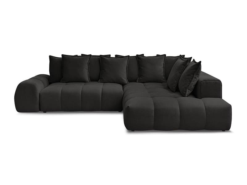Ecksofa BOBOCHIC EVEREST Stoff mit Textur schwarz