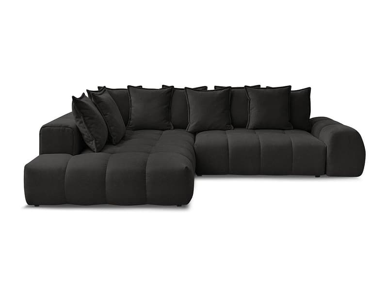 Ecksofa BOBOCHIC EVEREST Stoff mit Textur schwarz