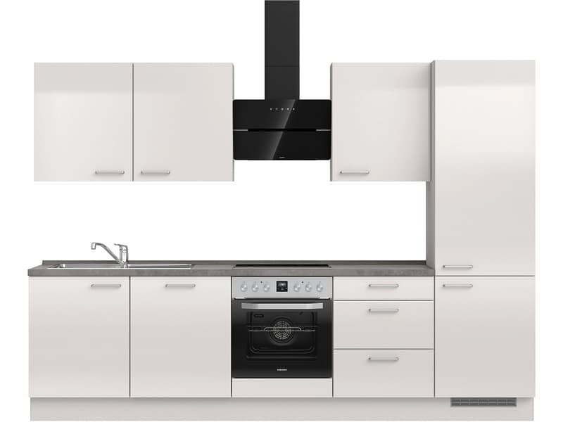 Komplette Küche mit Elektrogeräten MODUSET FLASH PREMIUM Seidengrau 60x300cm