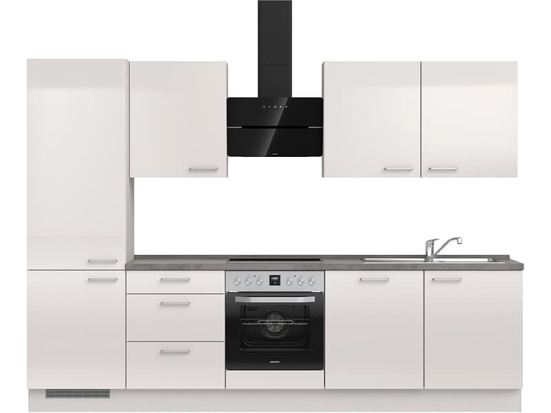 Komplette Küche mit Elektrogeräten MODUSET FLASH PREMIUM Seidengrau 60x300cm