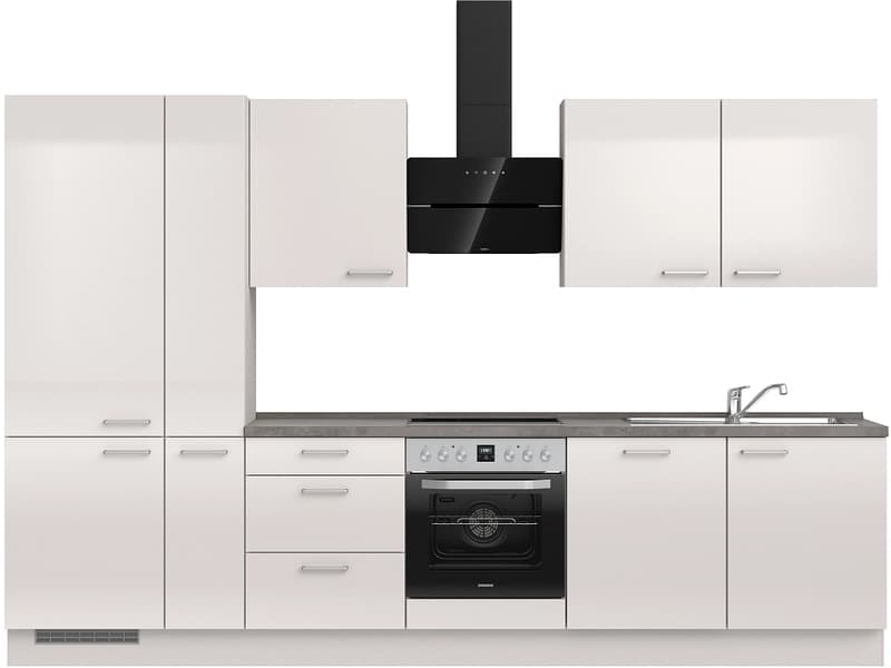 Komplette Küche mit Elektrogeräten MODUSET FLASH PREMIUM Seidengrau 60x330cm