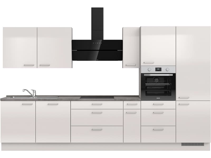 Komplette Küche mit Elektrogeräten MODUSET FLASH PREMIUM Seidengrau 60x360cm