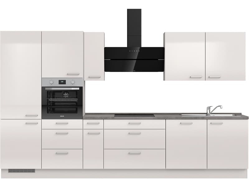 Komplette Küche mit Elektrogeräten MODUSET FLASH PREMIUM Seidengrau 60x360cm